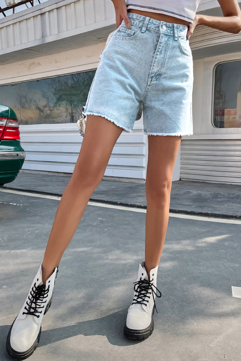 Frenchy Raw Hem Denim Shorts(8 Colors)