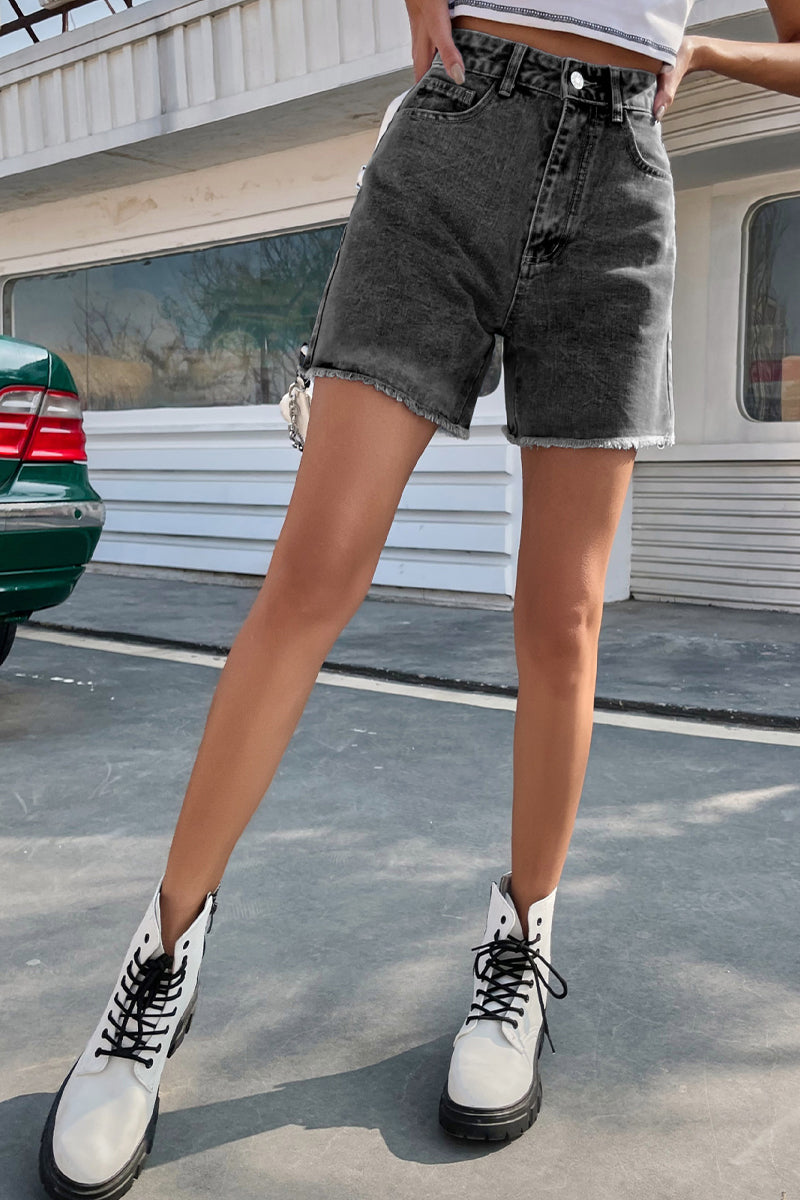 Frenchy Raw Hem Denim Shorts(8 Colors)