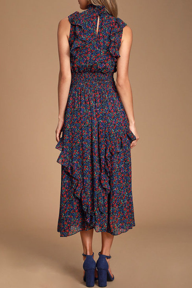 College Patchwork Turtleneck Waist Skirt Dresses