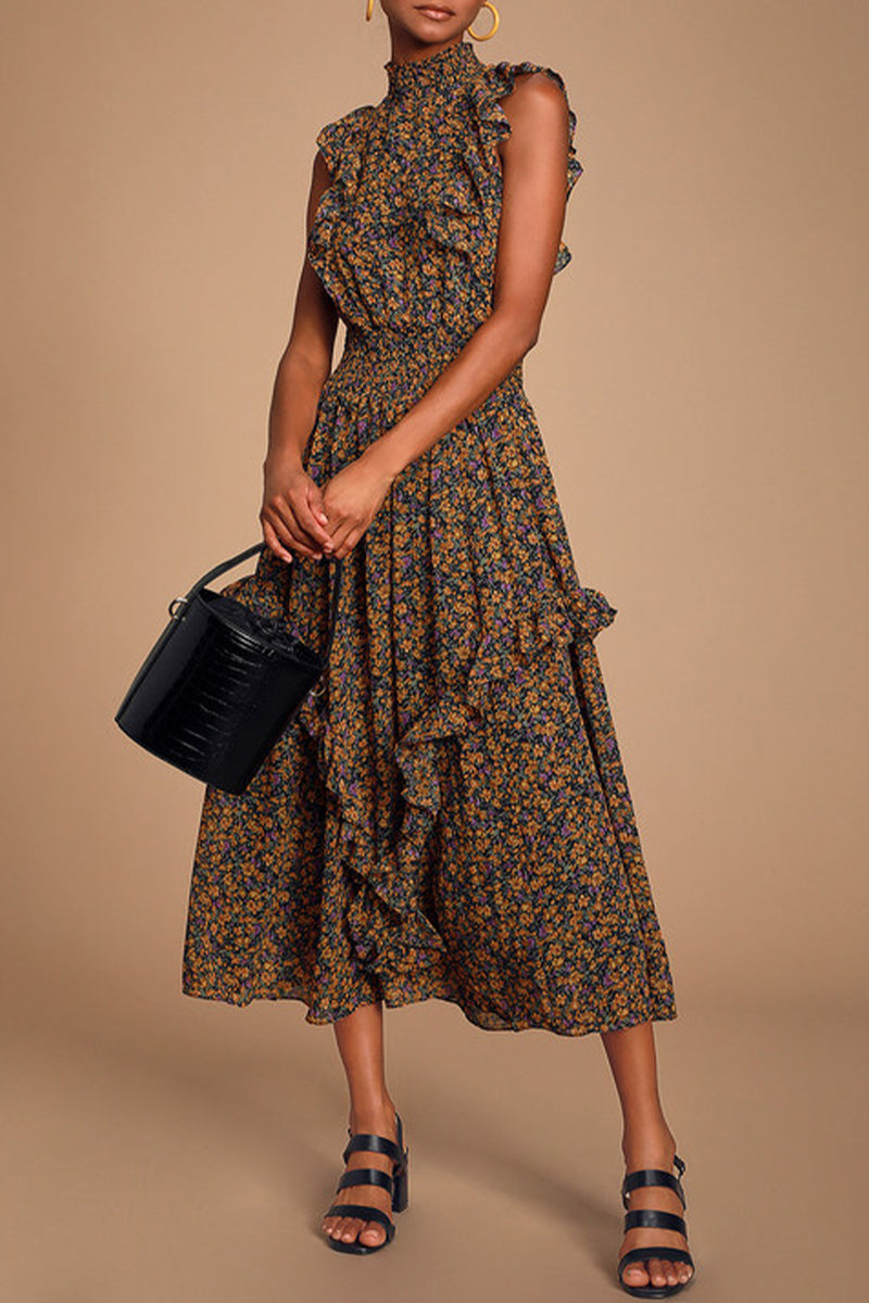 College Patchwork Turtleneck Waist Skirt Dresses