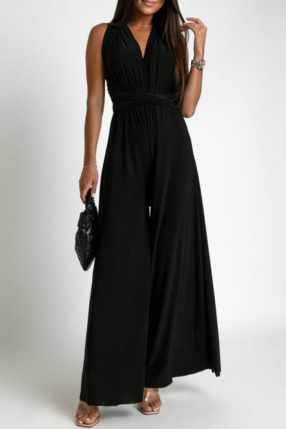 Backless Cross Straps V Neck Jumpsuits