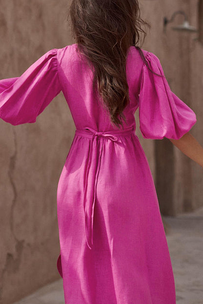 Simplicity Frenulum V Neck Waist Skirt Dresses