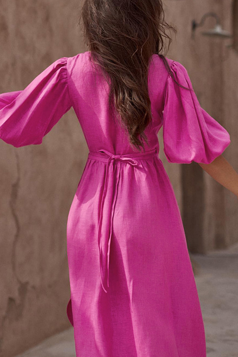 Simplicity Frenulum V Neck Waist Skirt Dresses