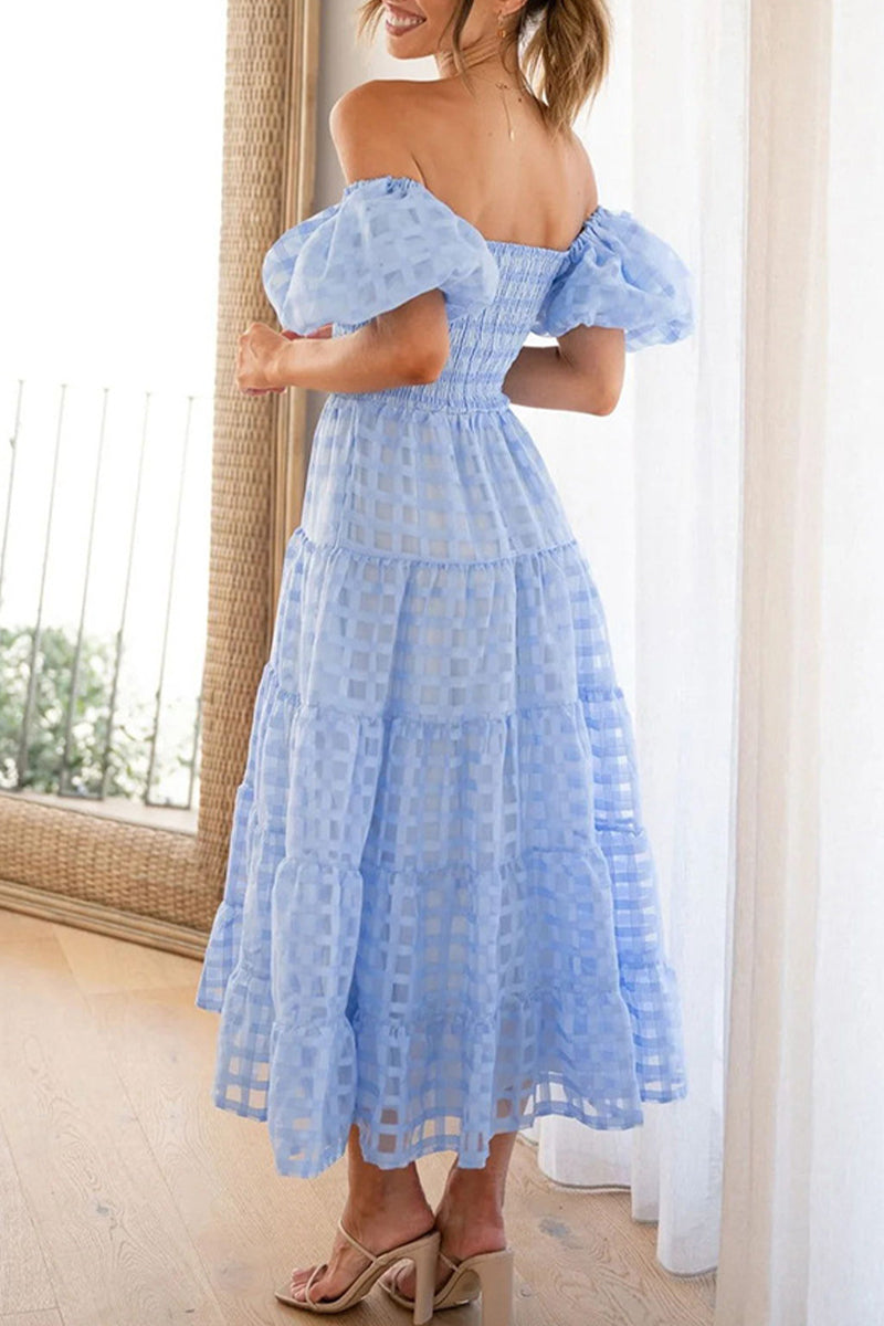 Sweet Mesh Off the Shoulder Cake Skirt Dresses