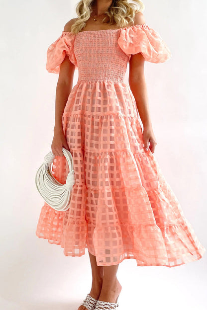 Sweet Mesh Off the Shoulder Cake Skirt Dresses