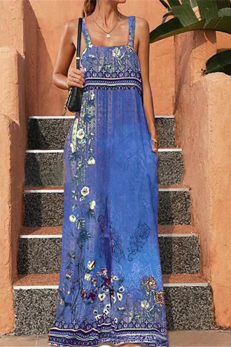 Print Pocket Loose Jumpsuits