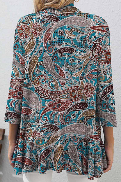 Print Patchwork Cardigan Collar Tops