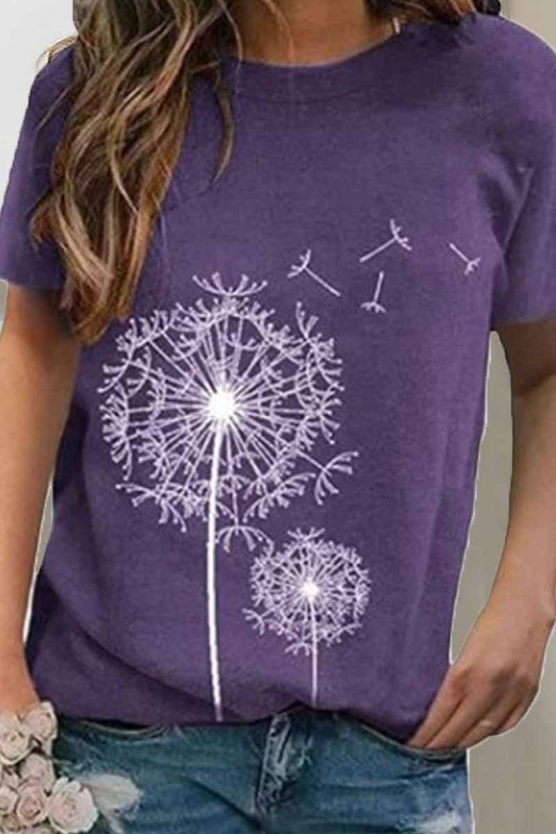 Street Print O Neck T-shirts