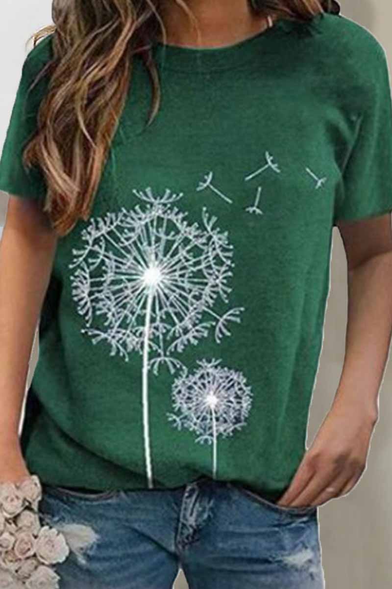 Street Print O Neck T-shirts