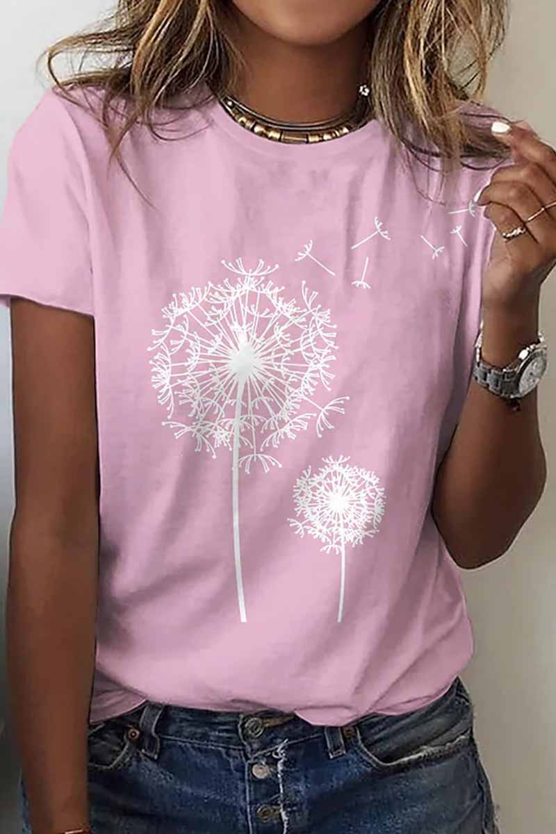 Street Print O Neck T-shirts