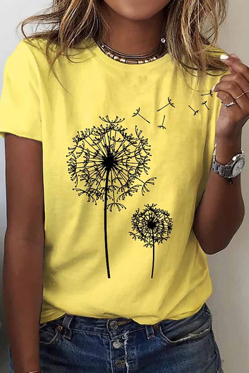 Street Print O Neck T-shirts