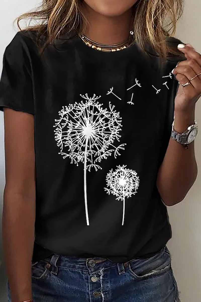 Street Print O Neck T-shirts