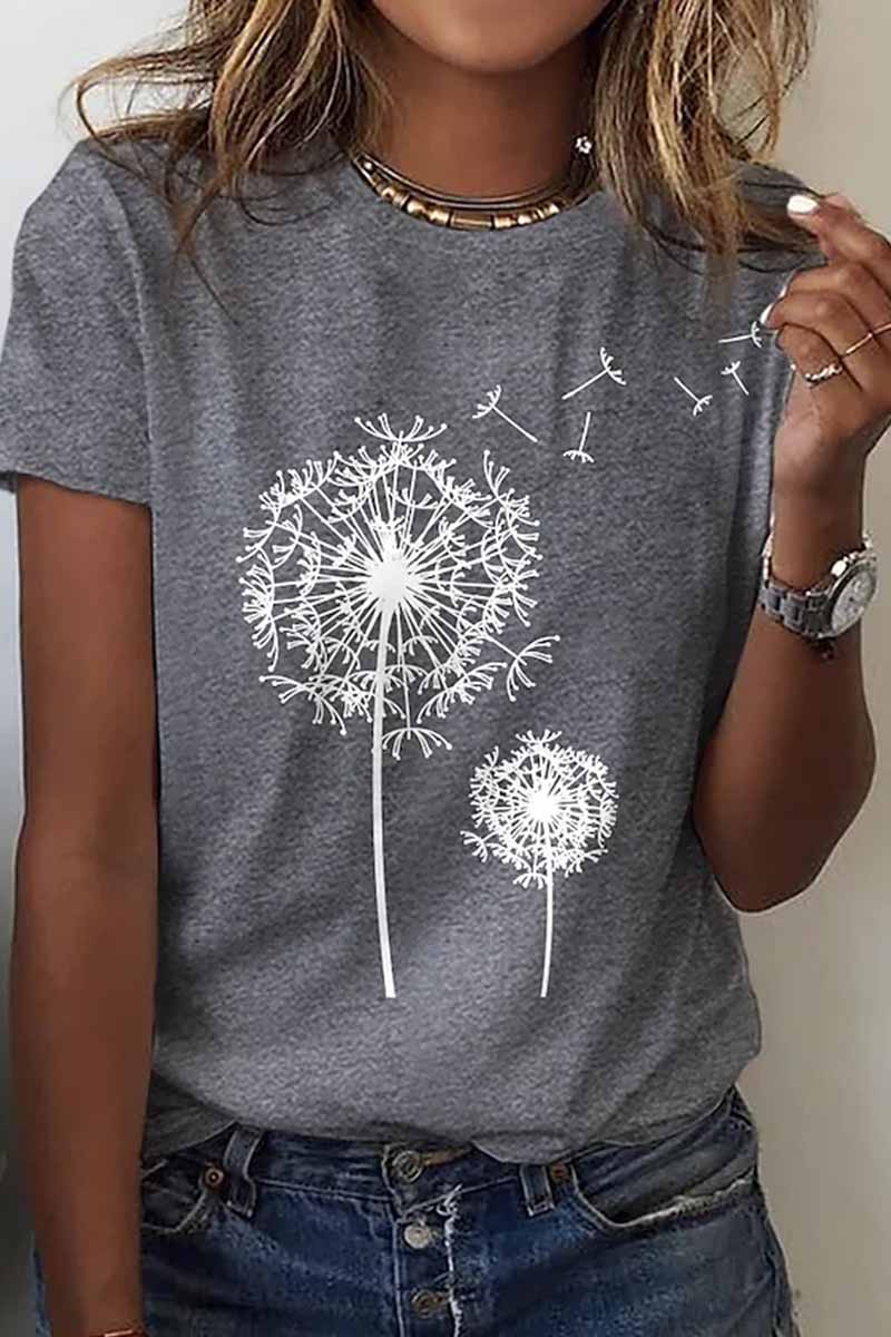 Street Print O Neck T-shirts
