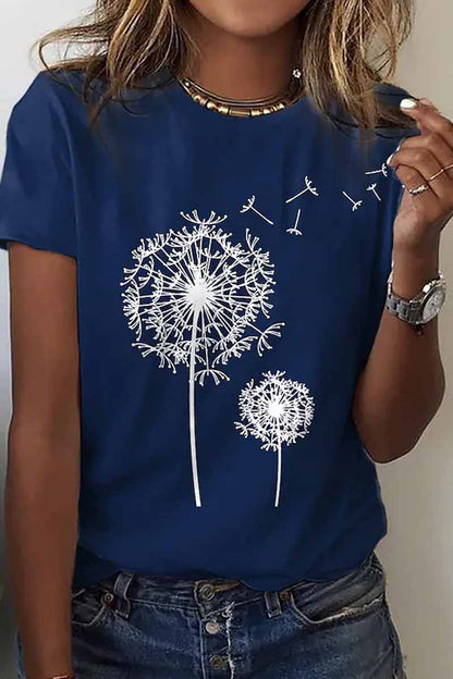 Street Print O Neck T-shirts