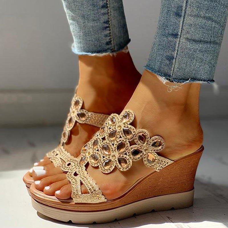 Rhinestone Opend Wedges Shoes