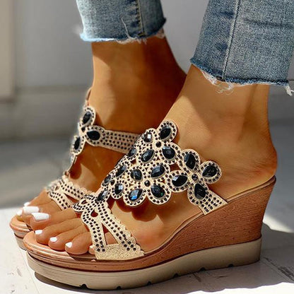 Rhinestone Opend Wedges Shoes
