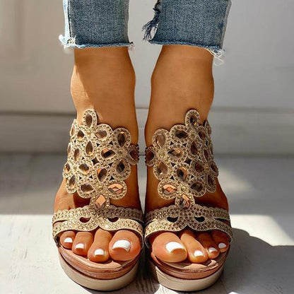 Rhinestone Opend Wedges Shoes