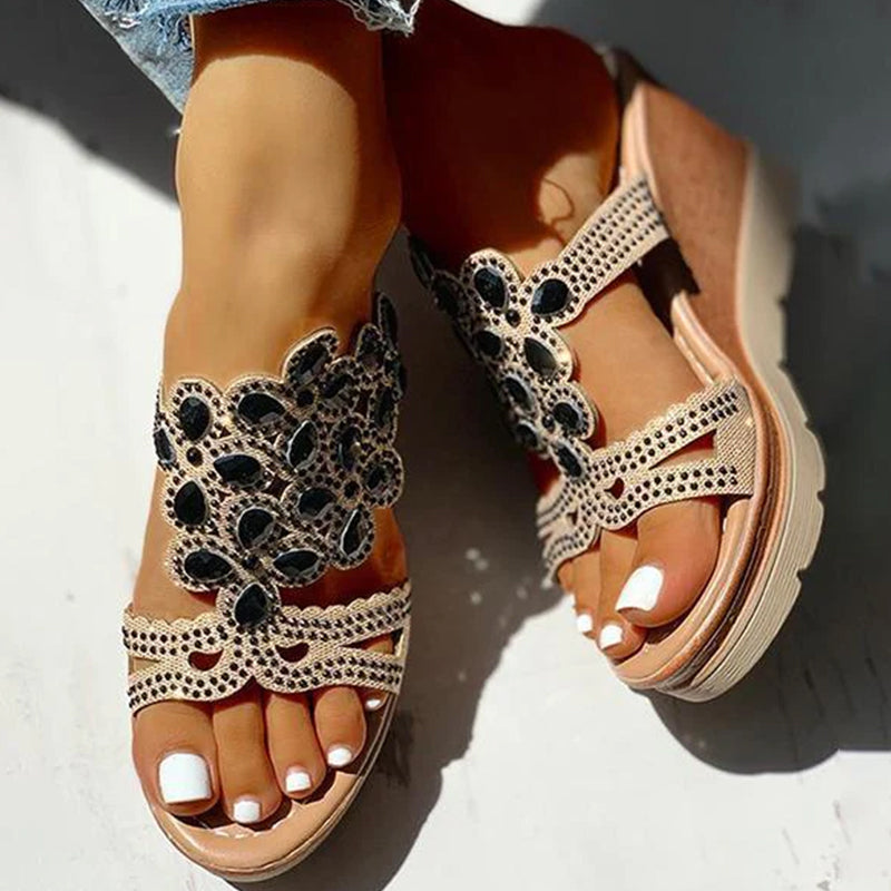 Rhinestone Opend Wedges Shoes
