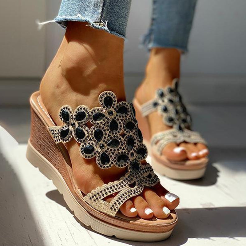 Rhinestone Opend Wedges Shoes
