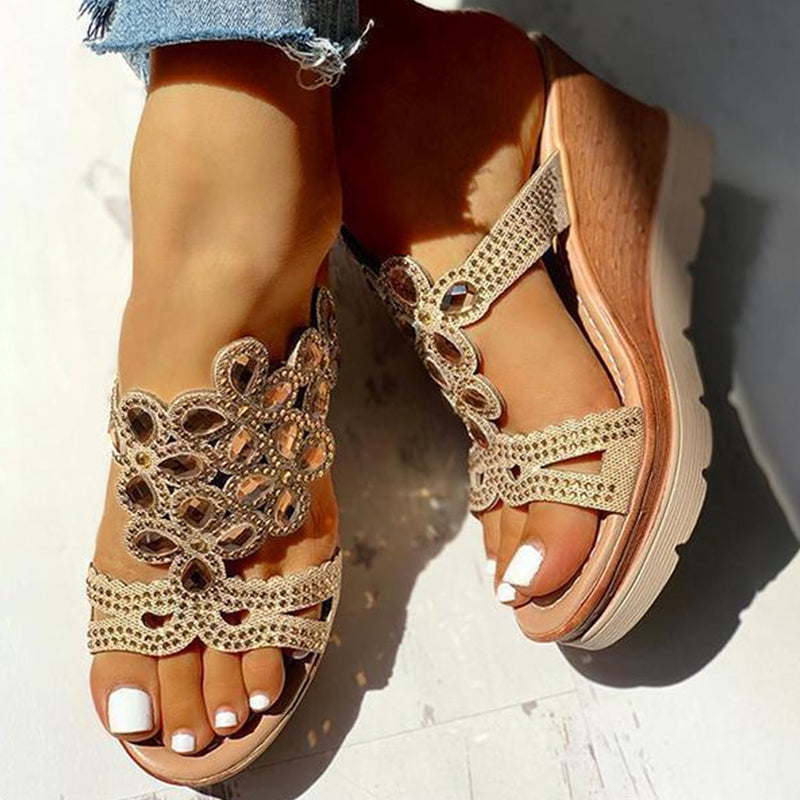 Rhinestone Opend Wedges Shoes