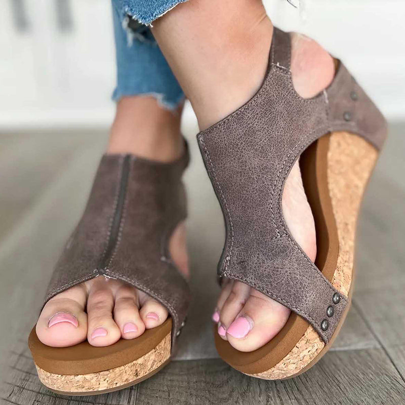 Patchwork Opend Wedges Shoes