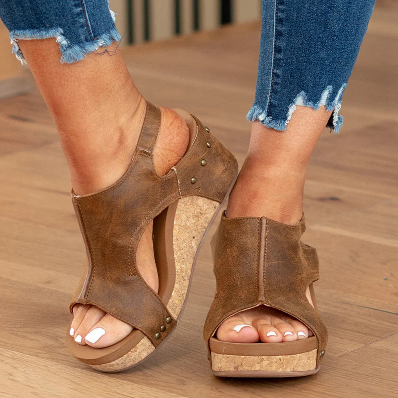 Patchwork Opend Wedges Shoes