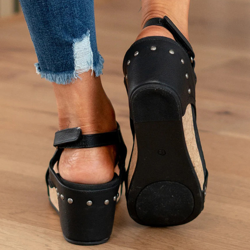 Patchwork Opend Wedges Shoes
