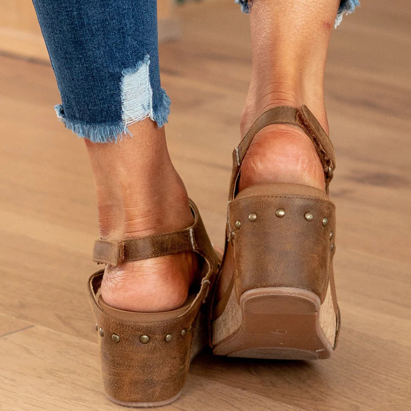 Patchwork Opend Wedges Shoes