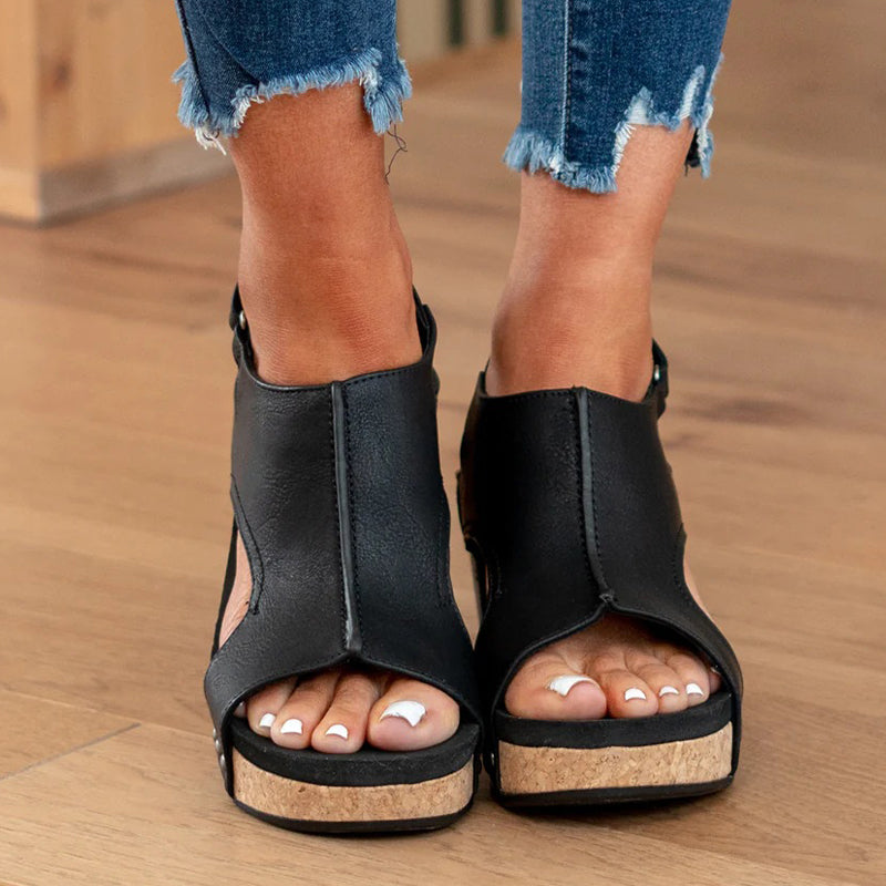Patchwork Opend Wedges Shoes