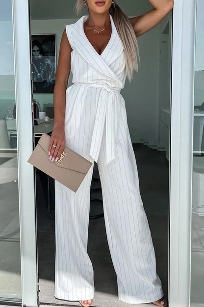 Street Frenulum Turndown Collar Loose Jumpsuits