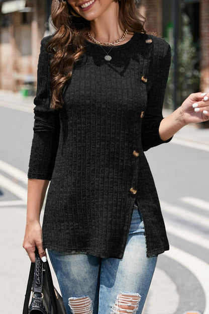 Street Buttons O Neck Sweaters(5 Colors)