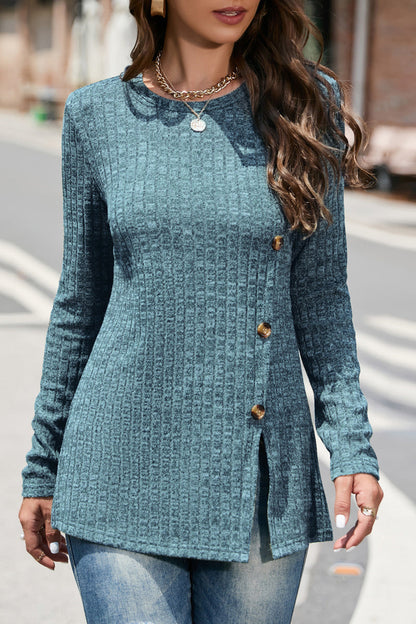 Street Buttons O Neck Sweaters(5 Colors)