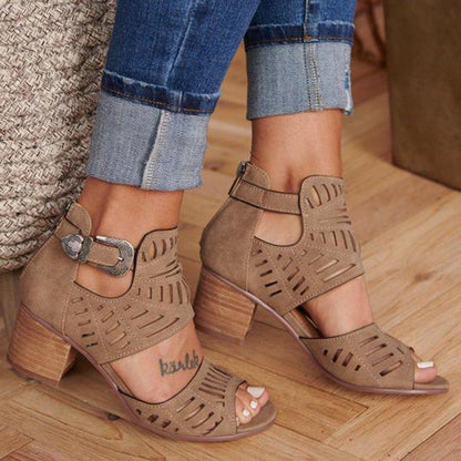 Hollowed Out Patchwork Color Fish Mouth Out Door Wedges Shoes (heel Height 1.97in)
