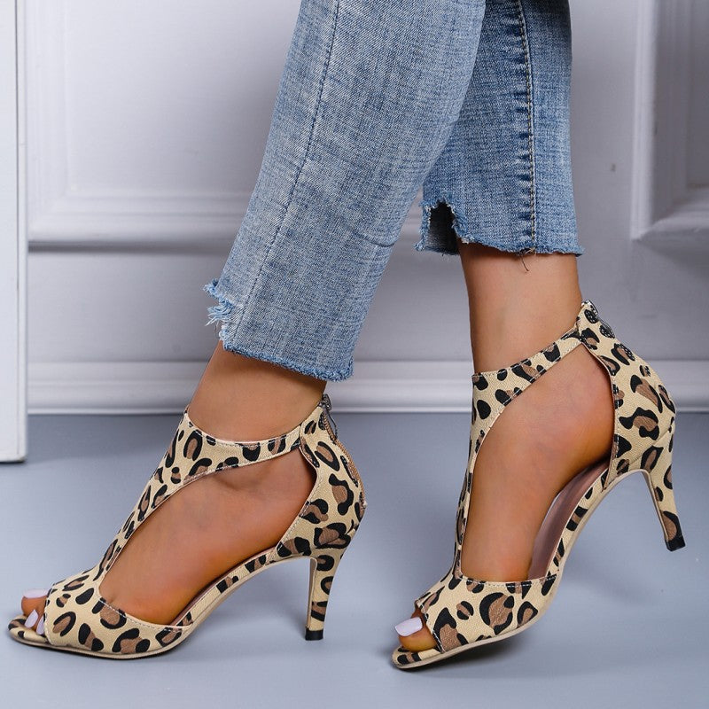 Hollowed Out Patchwork Fish Mouth Out Door Shoes (heel Height 2.75in)
