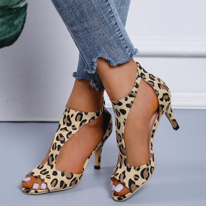 Hollowed Out Patchwork Fish Mouth Out Door Shoes (heel Height 2.75in)