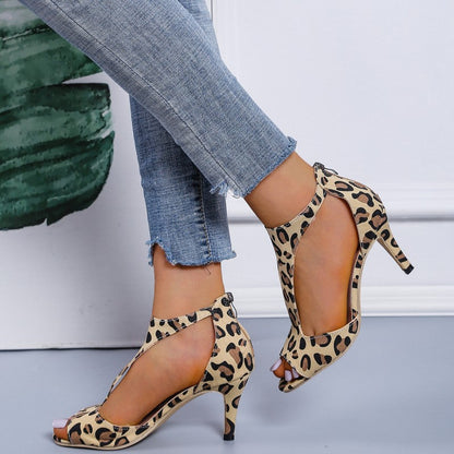 Hollowed Out Patchwork Fish Mouth Out Door Shoes (heel Height 2.75in)