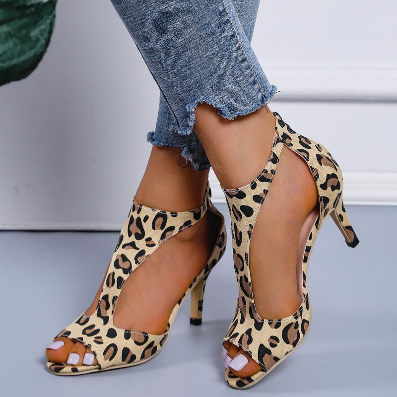 Hollowed Out Patchwork Fish Mouth Out Door Shoes (heel Height 2.75in)