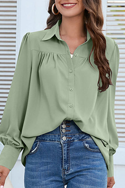 Buttons Shirt Collar Blouses(8 Colors)