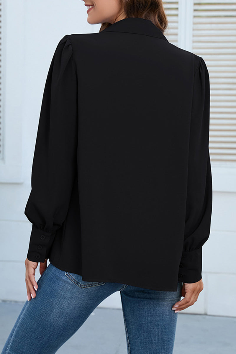 Buttons Shirt Collar Blouses(8 Colors)