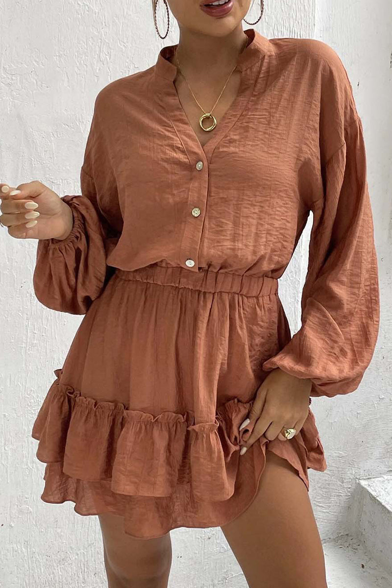 Flounce Half a Turtleneck Waist Skirt Dresses