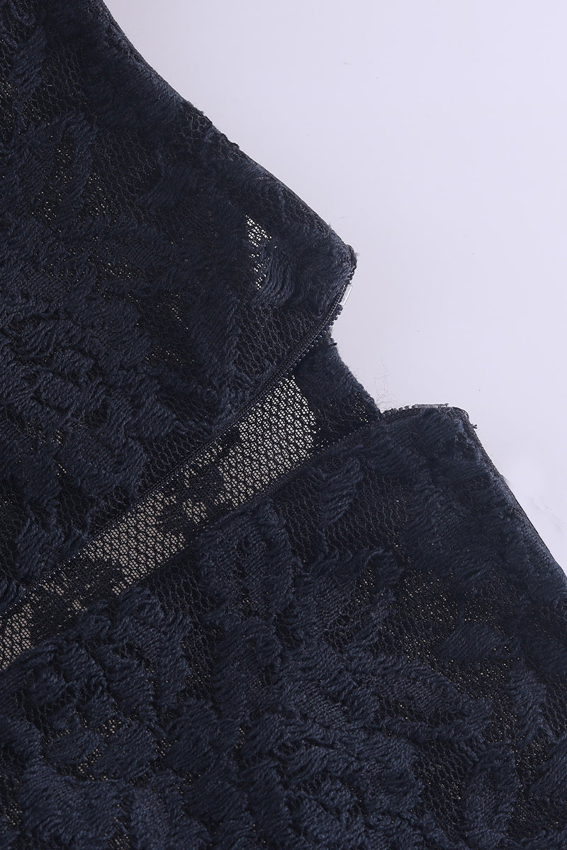 Lace See-through Square Collar Wrapped Skirt Dresses