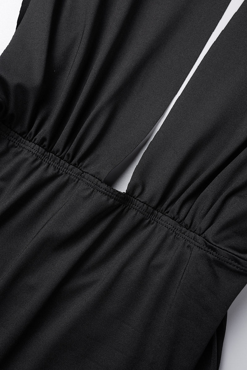 Backless Slit Fold V Neck Wrapped Skirt Dresses