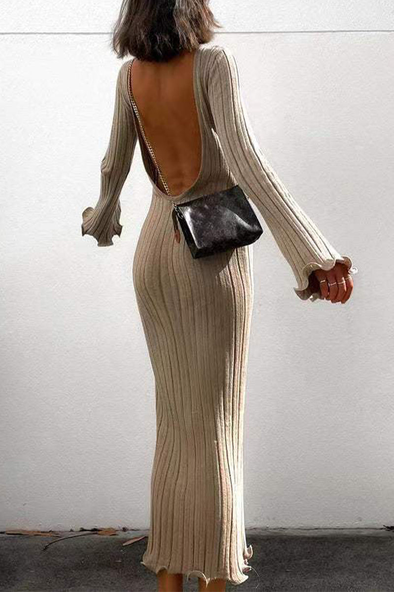Backless U Neck Wrapped Skirt Dresses