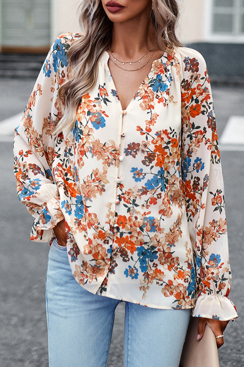 Sweet Buttons V Neck Blouses(4 Colors)