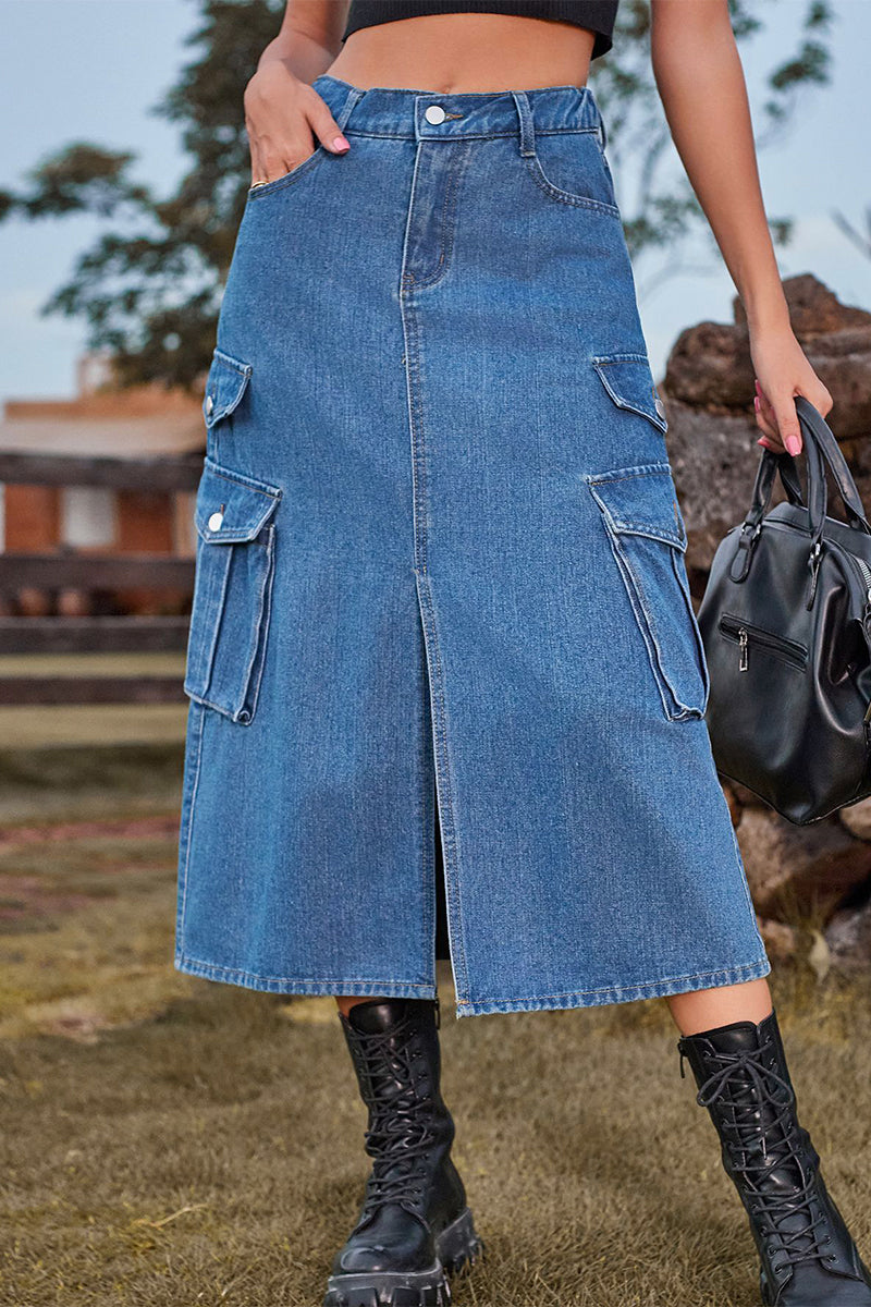 Street Slit High Waist Denim Skirts