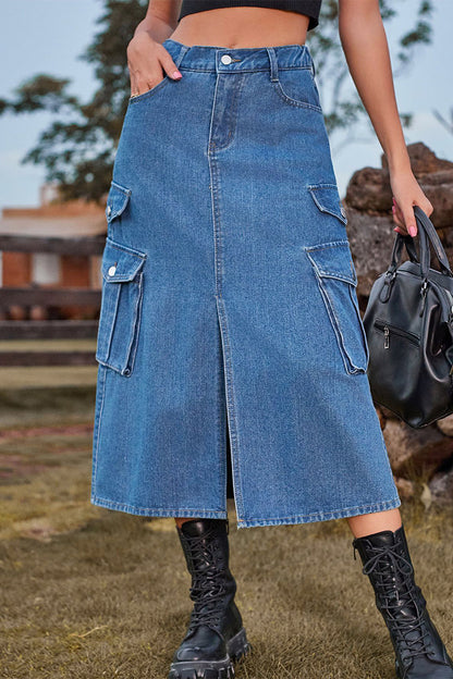 Street Slit High Waist Denim Skirts