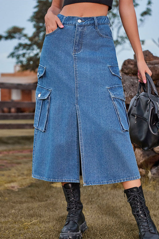 Street Slit High Waist Denim Skirts