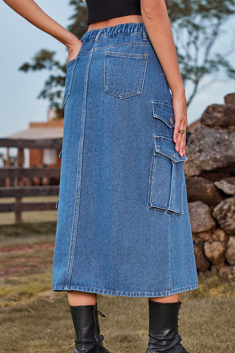 Street Slit High Waist Denim Skirts