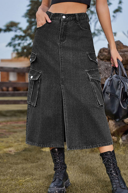 Street Slit High Waist Denim Skirts