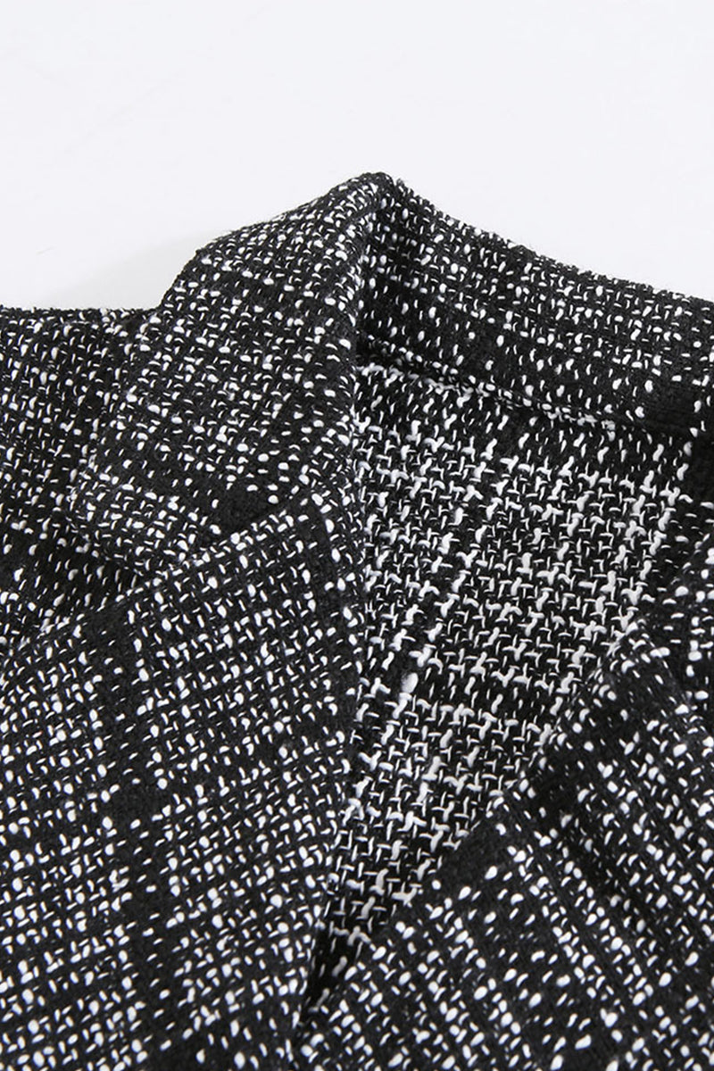 Celebrities Plaid Patchwork Turn-back Collar Waist Skirt Dresses